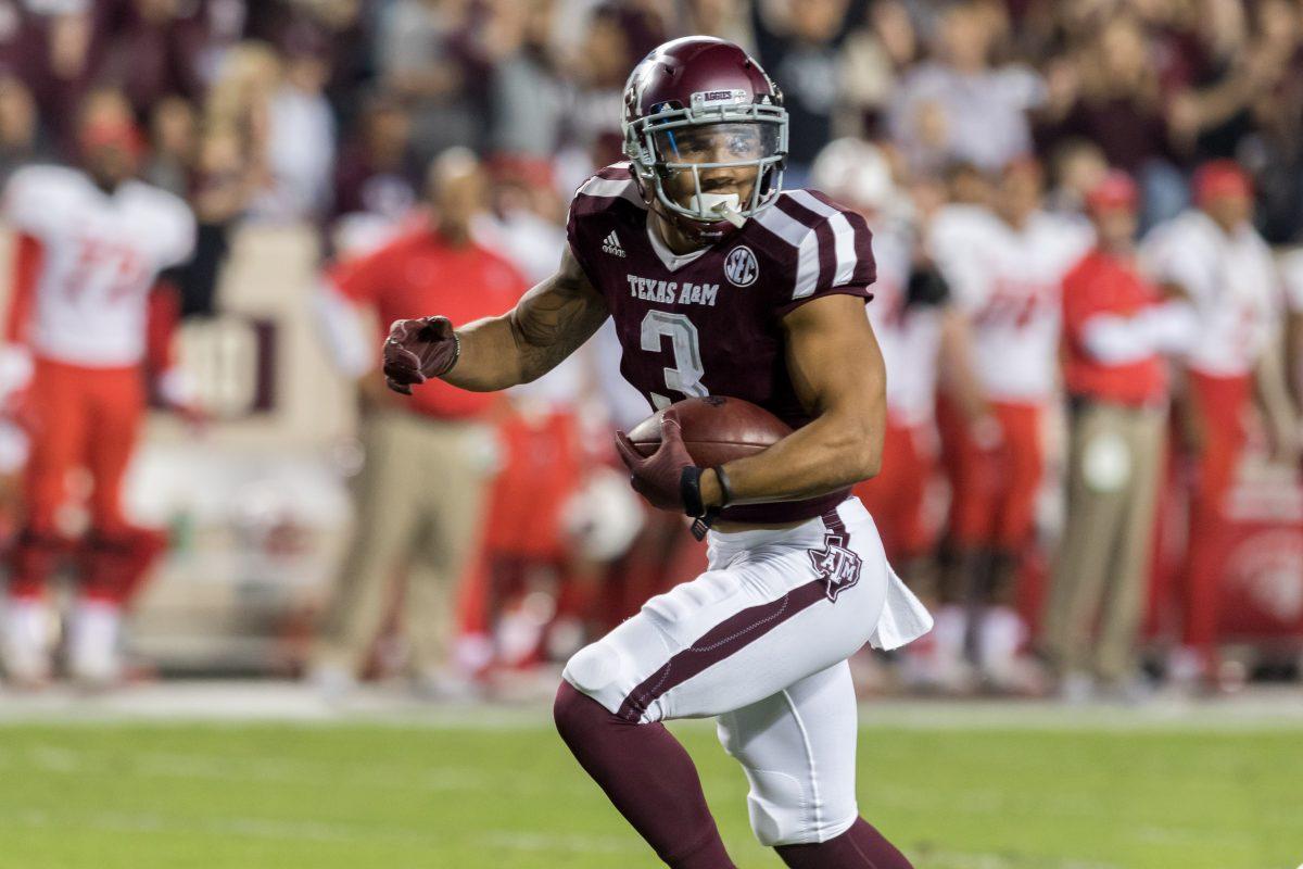 <p>Junior Wide Receiver <strong>Christian Kirk </strong>catches a 60-yd touchdown pass.</p>