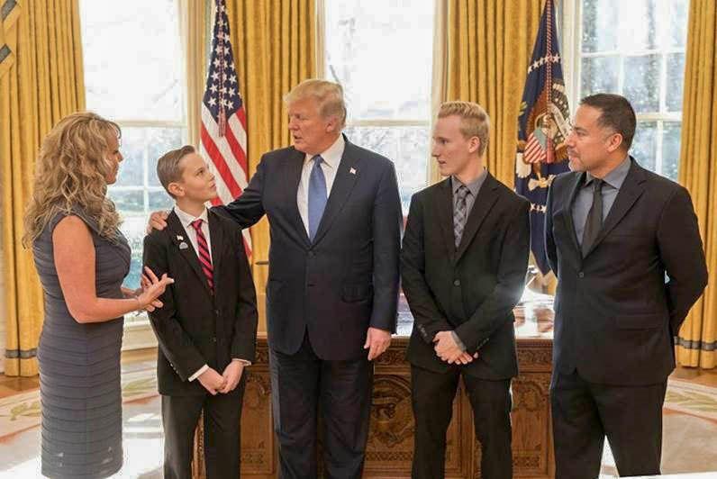 President Trump honored Preston Sharp (second from left) during the State of the Union Address for his work with the Flag and Flower Challenge. 