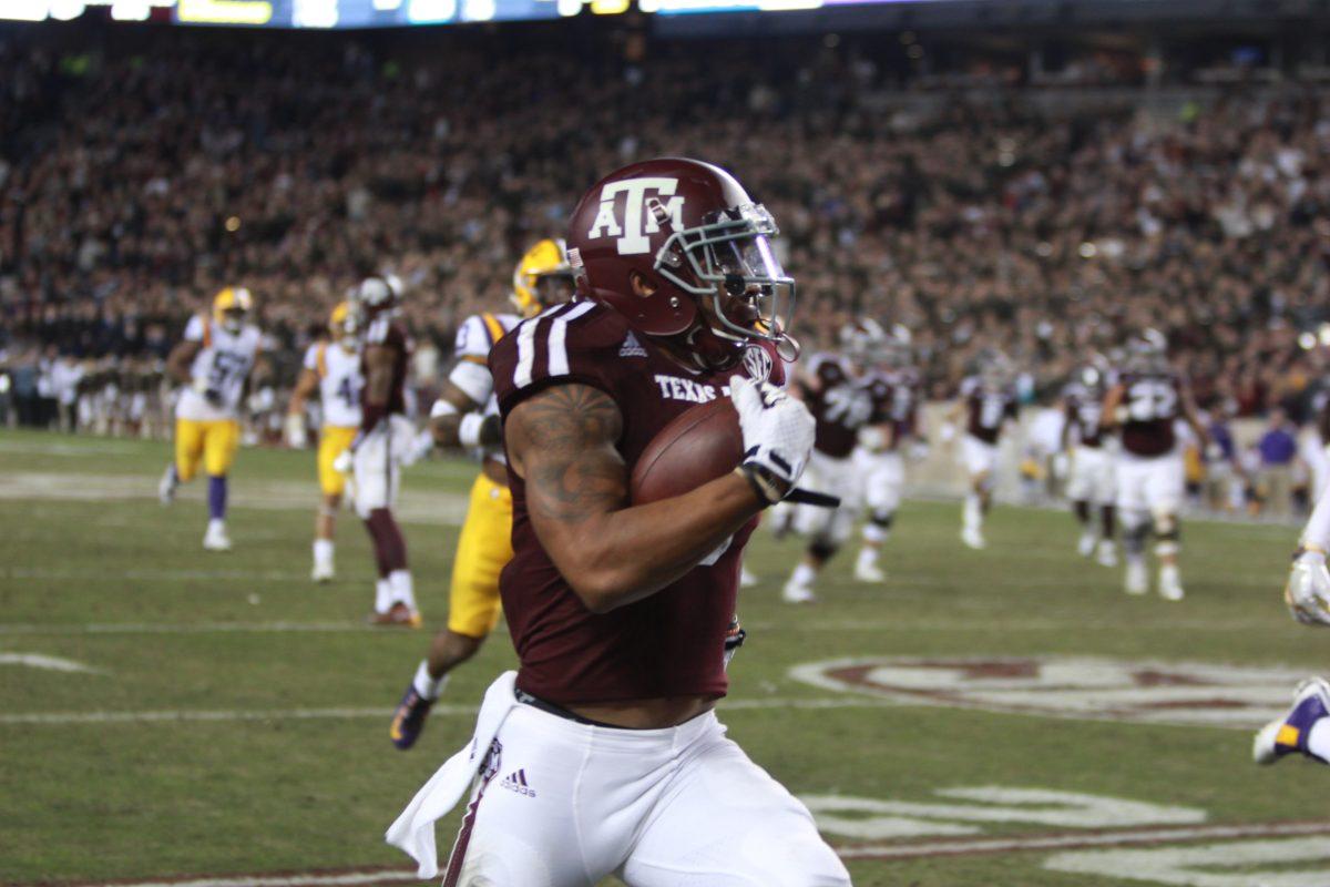 Wide receiver Christian Kirk catches a pass from quarterback Trevor Knight on Nov. 25, 2016.&#160;