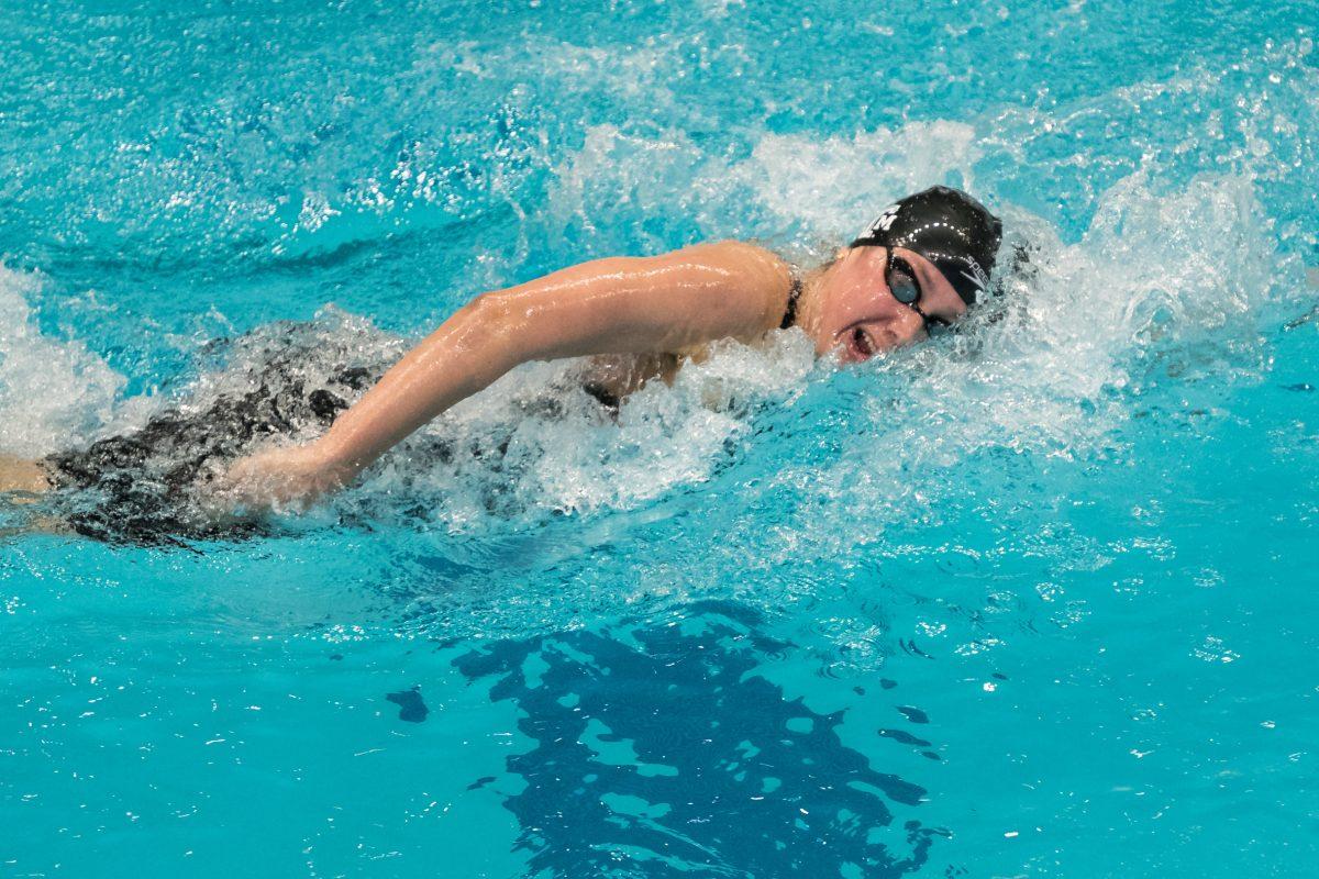 Junior Claire Rasmus during the women's 500-yard freestyle at the 2018 SEC Swimming &amp; Diving Championships.