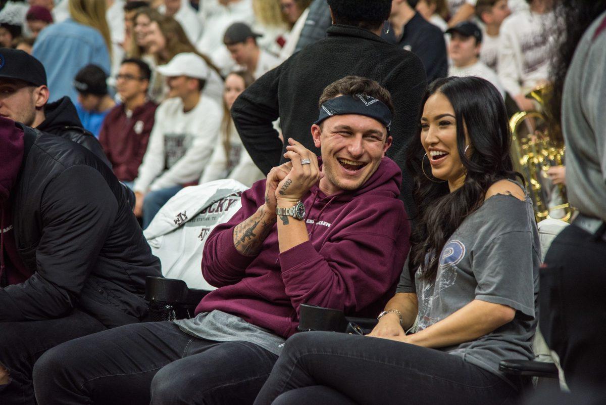 Former A&M quarterback and 2012 Heisman Trophy winner Johnny Manziel was in attendance for A&Ms victory over Kentucky. 