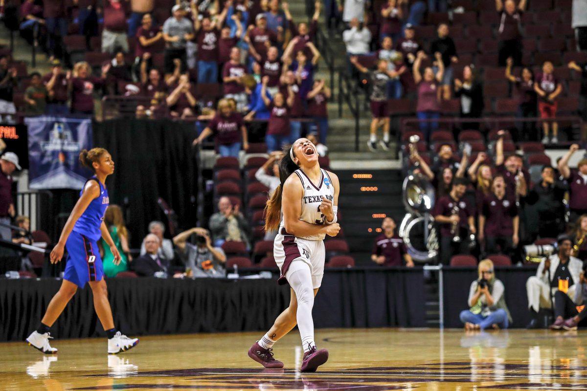 During the DePaul University Blue Demons vs. Texas A&M University Aggies NCAA women’s college basketball tournament second-round game at Reed Arena on Sunday March 18, 2018 in College Station, Texas.