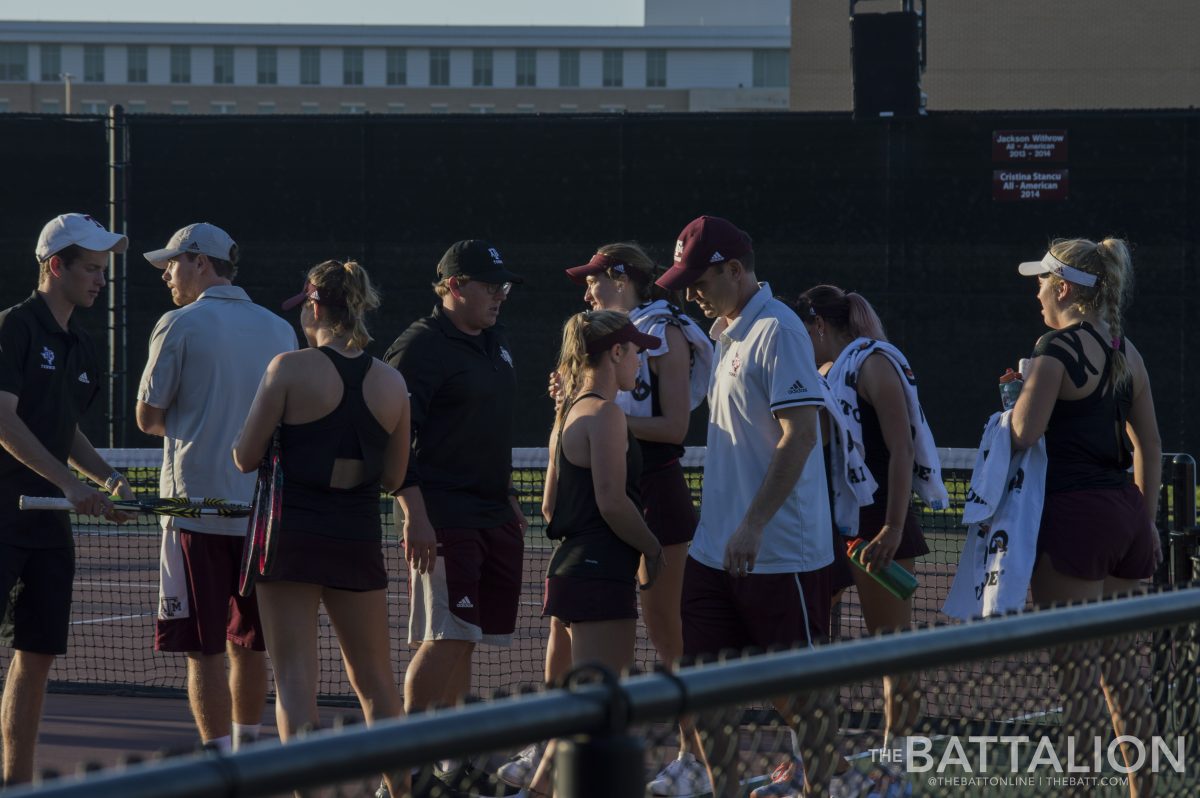 The Aggies preparing to start the game.