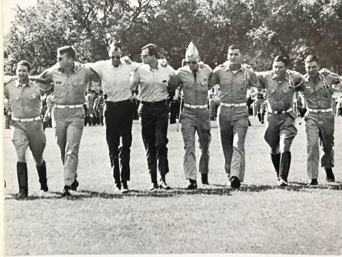 Cadets march together at Final Review in 1968.