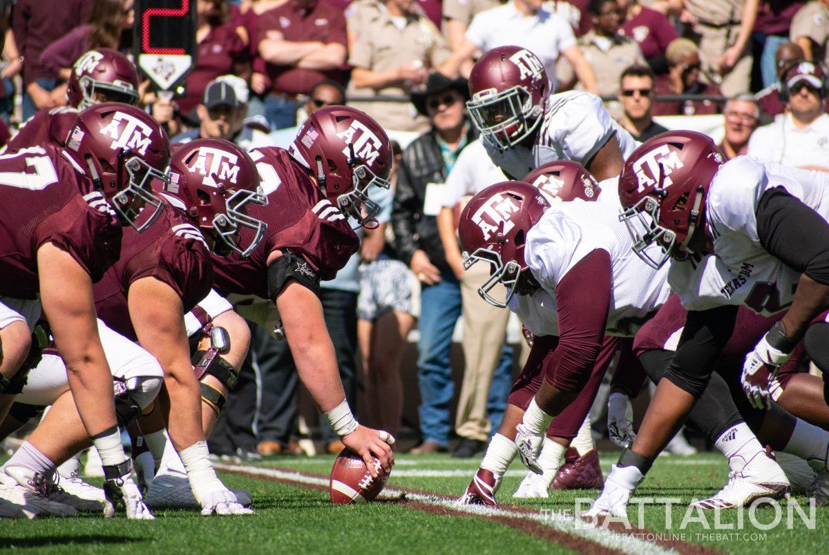 The two teams competing in the Spring game are Maroon and White, each team was drafted prior to the start of the game.