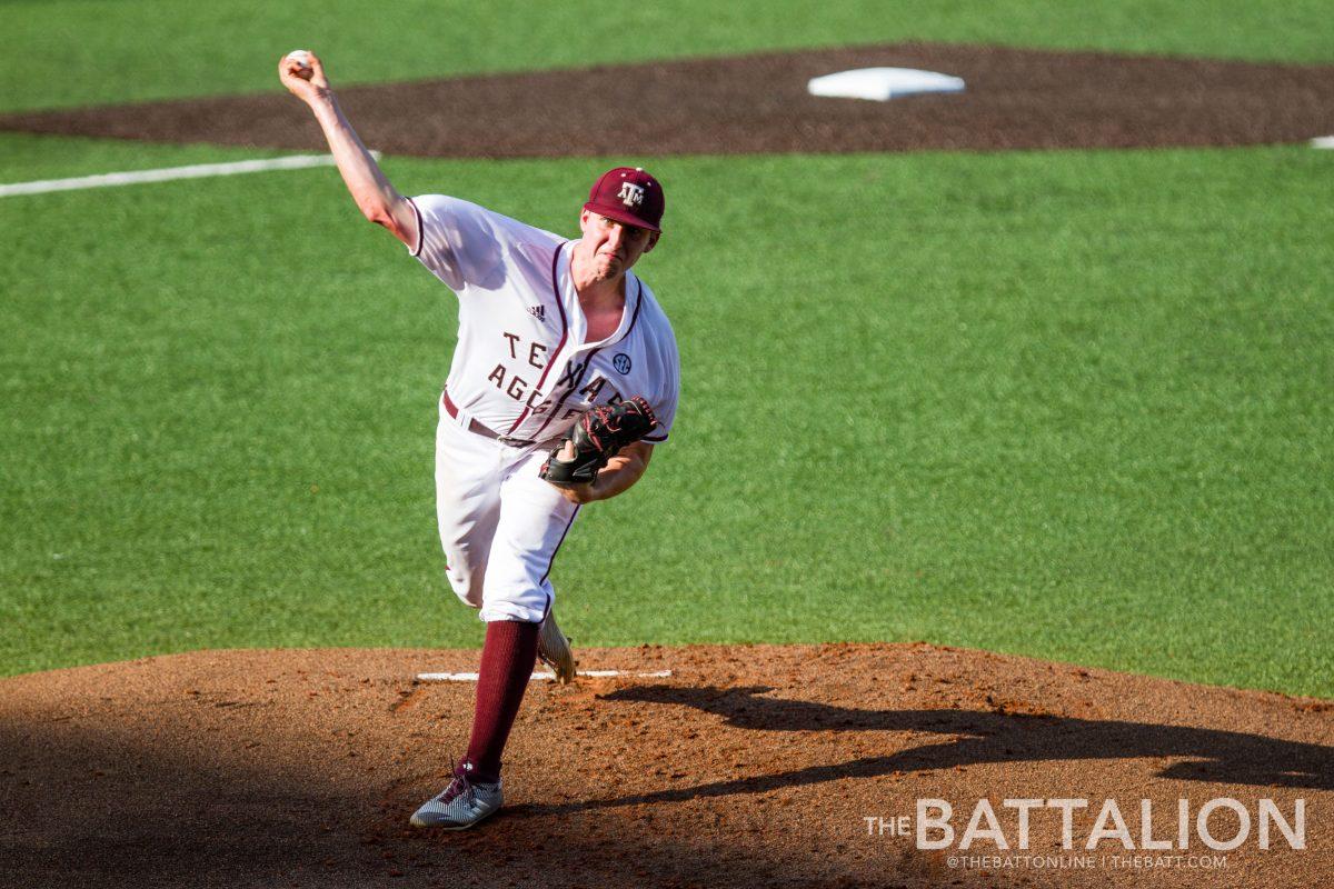 Junior pitcher Mitchell Kilkenny threw the first four innings for the Aggies and his record is now 8-5.