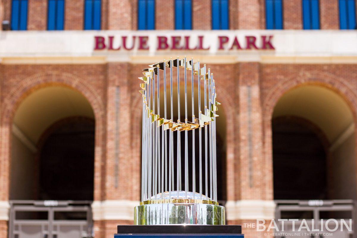 Olsen Field at Blue Blue Park was one of four stops in College Station and over 100 stops throughout Texas on the Astros Championship Trophy Tour.