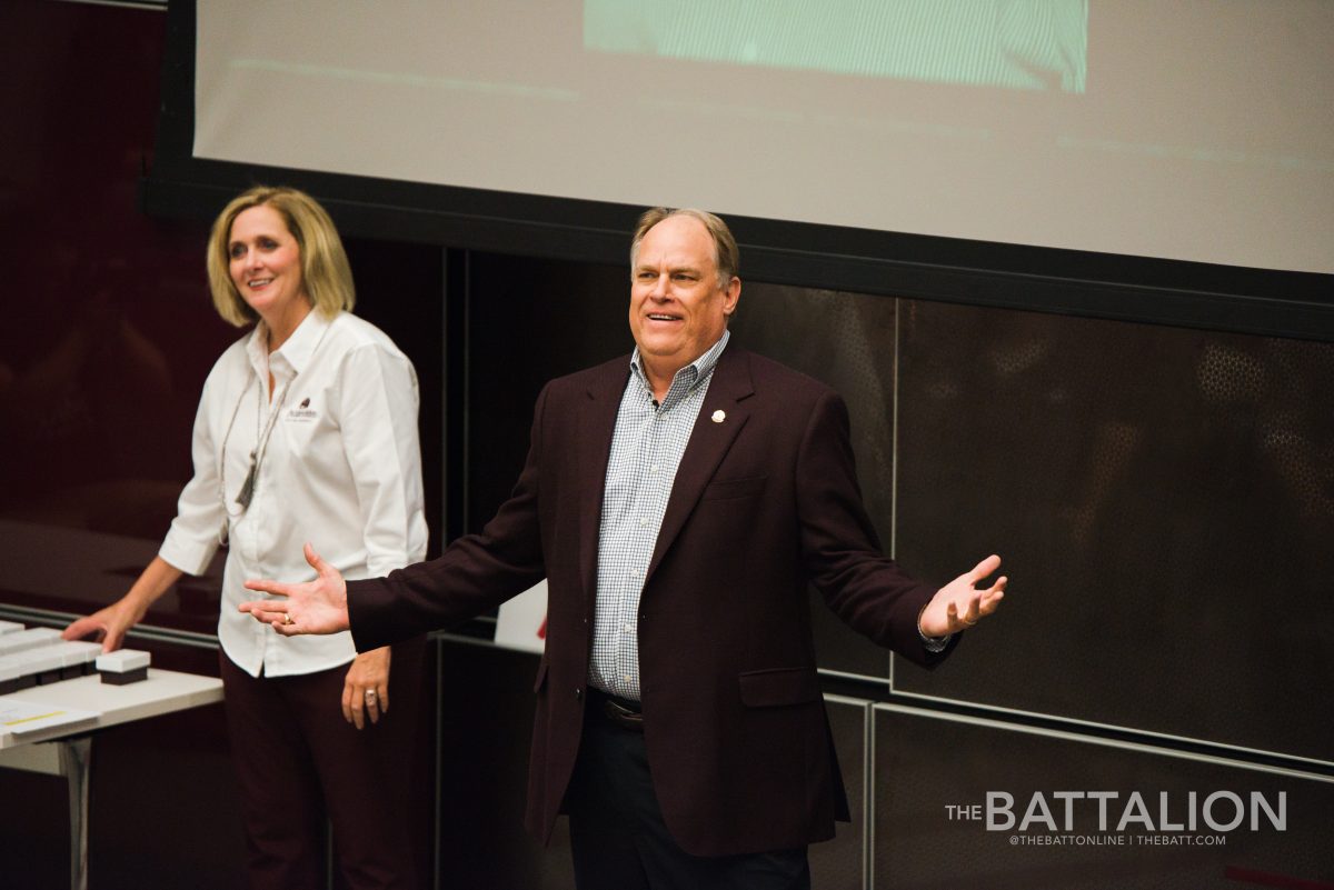 Porter Garner III, CEO and President of The Association of Former Students, reminded the players in attendance that the Aggie Ring was the most noticeable tradition of the Aggie Network.