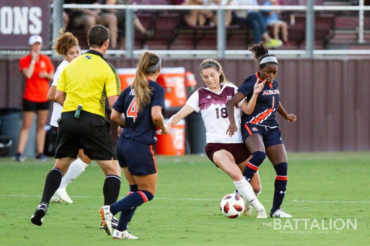 Sophomore+midfielder+Addie+McCain+contributed+one+goal+to+the+Aggies+victory+over+Auburn.