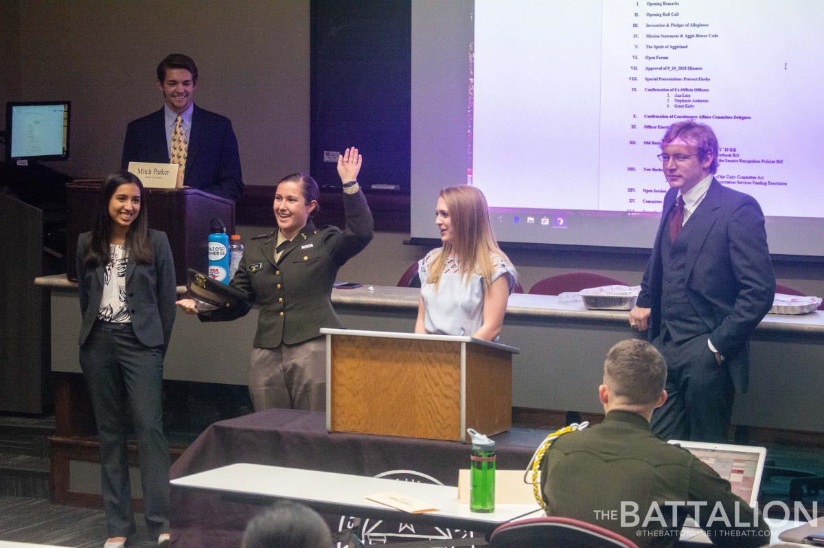 This year's fish aides for the Student Senate were introduced during the Student Senate meeting.