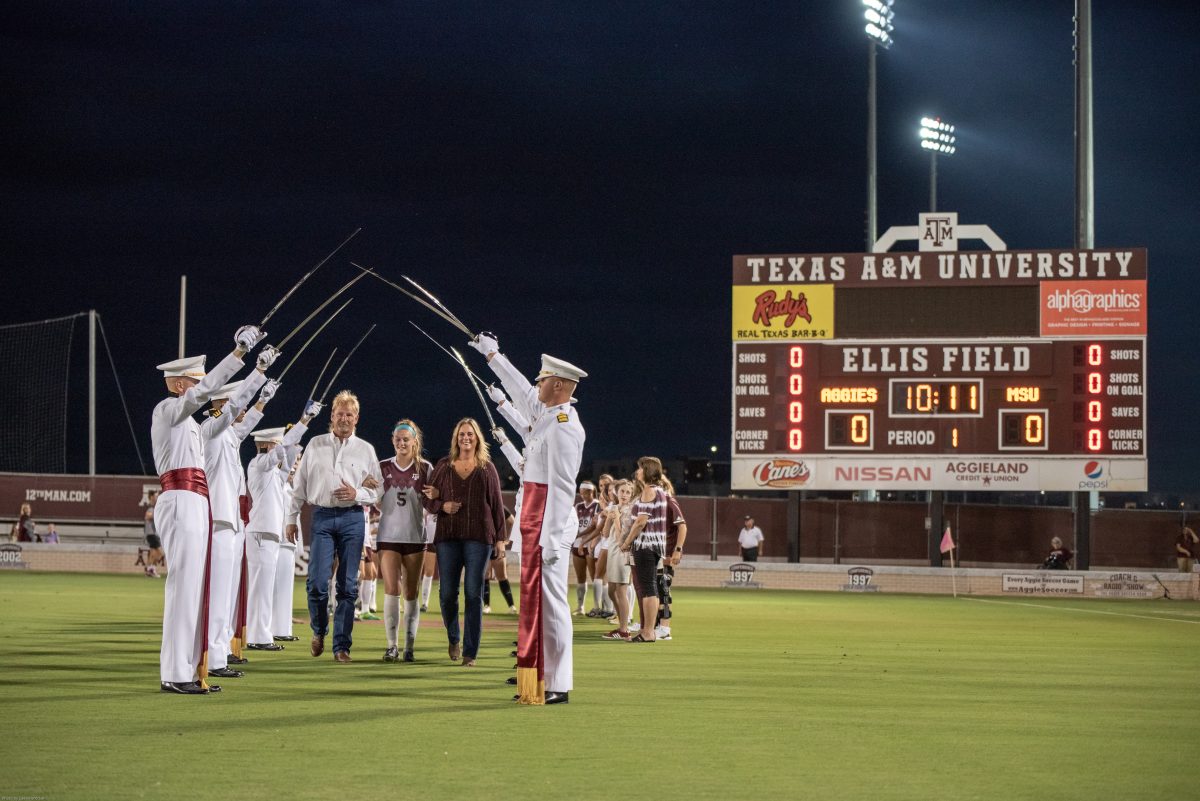 The+Texas+A%26amp%3BM+soccer+team+celebrated+senior+night+at+Ellis+Field+before+the+match+on+Friday+evening.