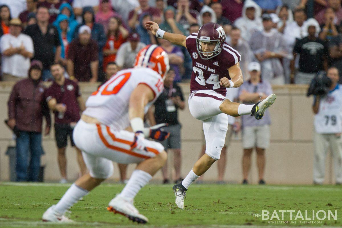 Junior Braden Mann has broken multiple punting records this year, including single game punting average and is on pace to break more as the Aggies start the second half of their season. 