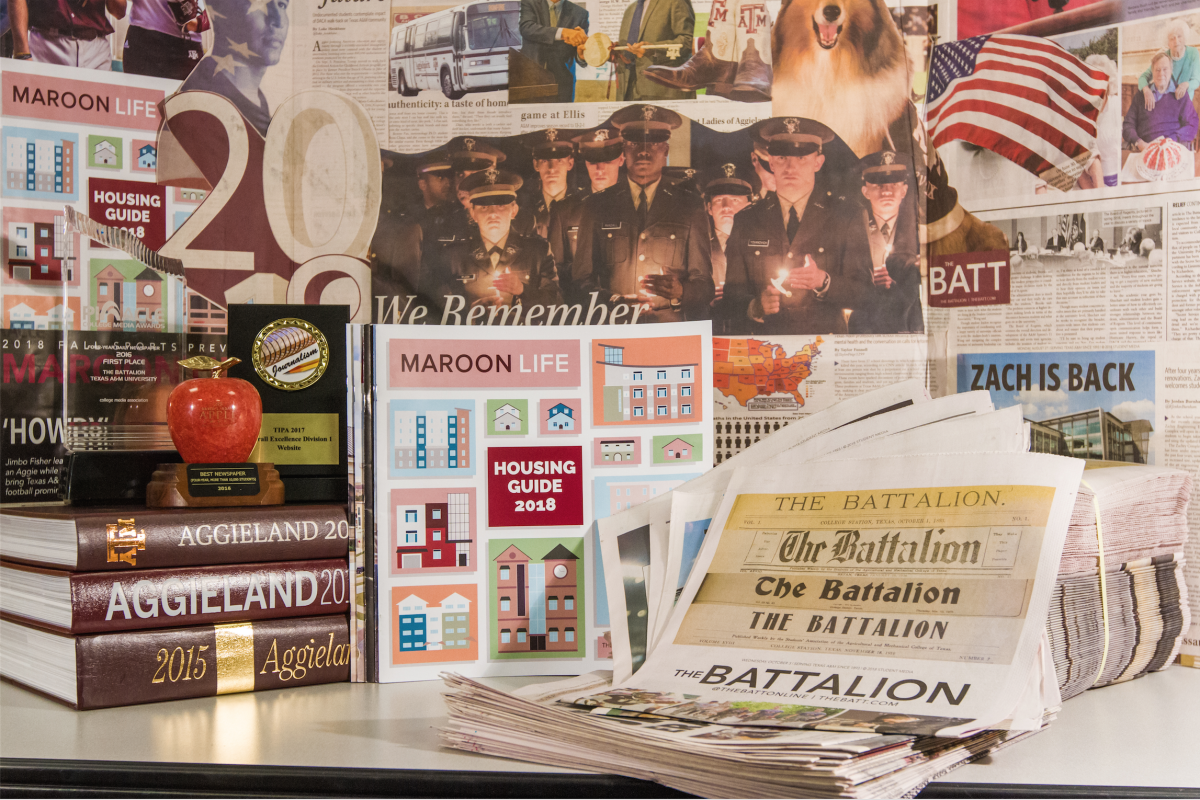 Texas+A%26amp%3BM+Student+Media+produces+The+Battalion%2C+the+Aggieland+yearbook+and+Maroon+Life+magazine.