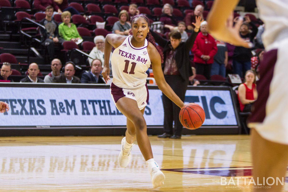 Sophomore Kayla Wells earned 16 points and eight rebounds in the Aggie’s home loss against Lamar Univeristy. 