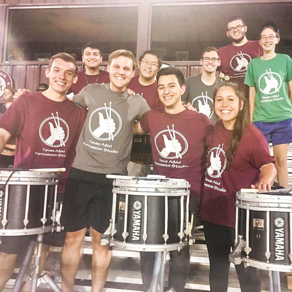 The Texas A&M Percussion Studio performs at Aggie soccer games, Songfest and other A&M events. 