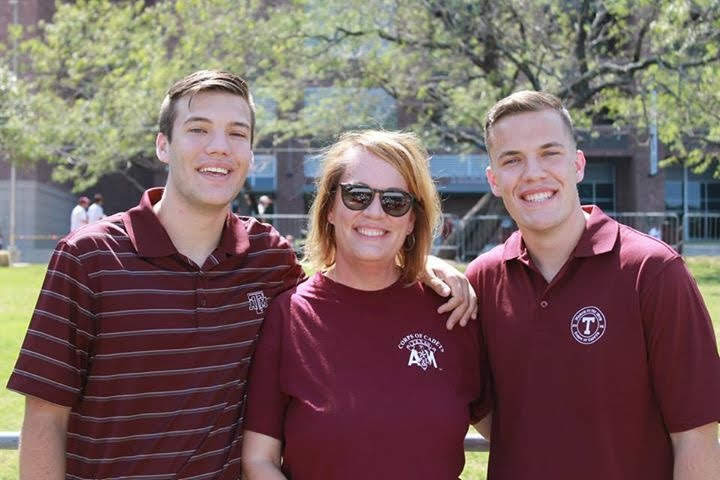 Andrew Kalinke (left) with his mother, Anne and older brother, Jacob.