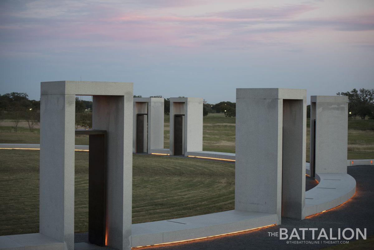 The Bonfire Memorial serves as a reminder of those who died in the Nov. 18, 1999 Bonfire collapse. The portals in the memorial each point toward the home towns of the 12 who died, and are connected by 27 stones for each of the 27 individuals who were injured.