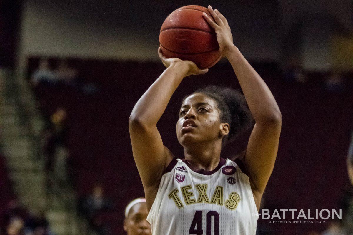 Sophomore+center+Ciera+Johnson+led+the+Aggies+against+the+Commodores+with+12+rebounds.