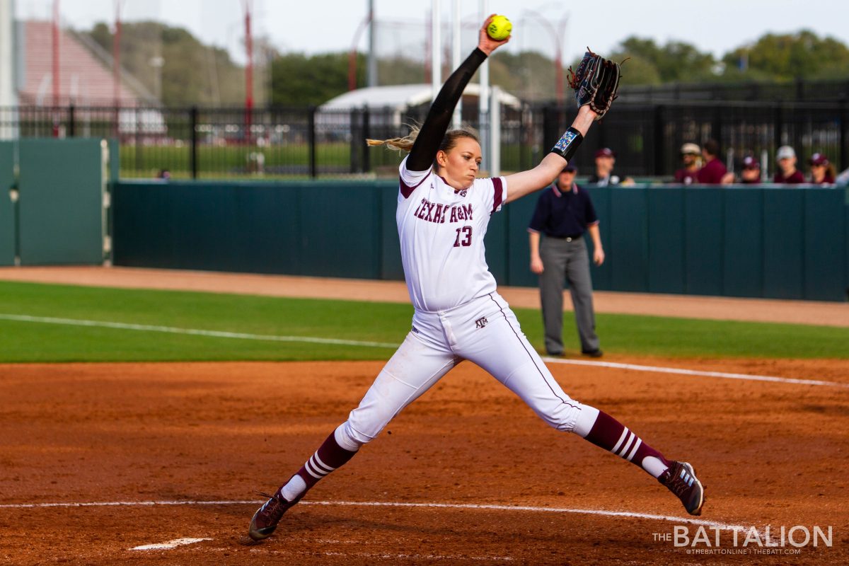 Junior pitcher Kendall Potts pitched seven innings for the Aggies.