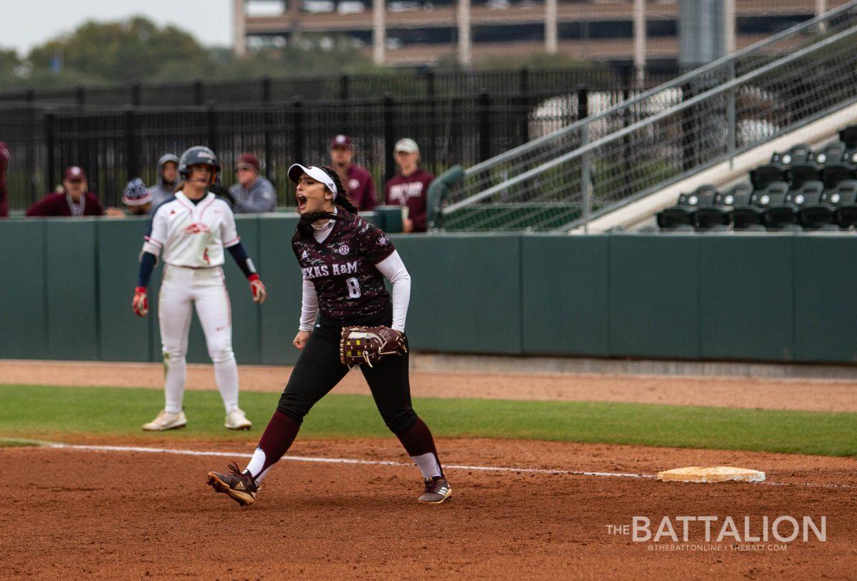 Klingler celebrated as the Aggies continued to have the lead over Liberty.