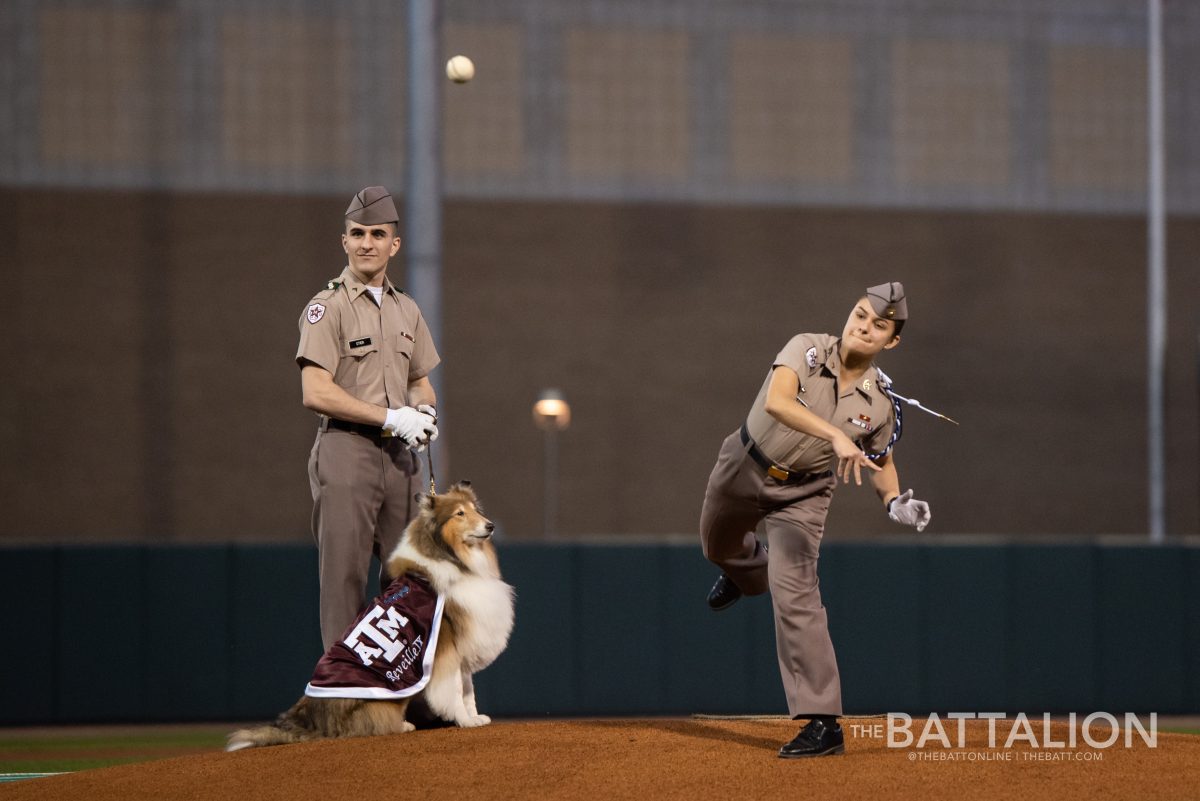 Mascot Corporal Mia Miller threw the first pitch of the 2019 season.