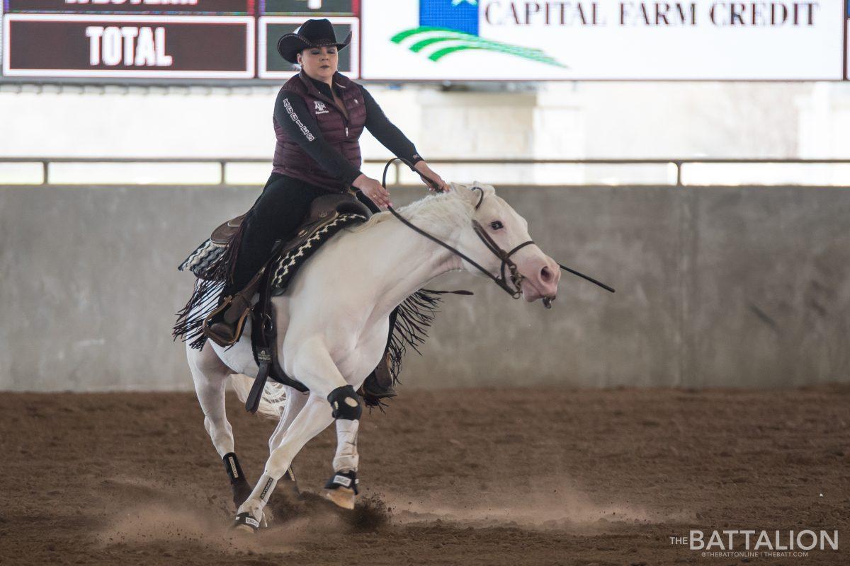 Senior Kalee McCann scored a 70 on Bullseyed during the reining event. 