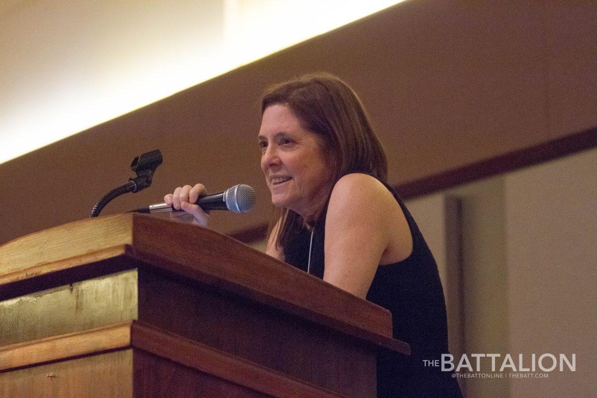 Debby Krenek, Class of 1978 and current publisher of Newsday, pledged $10,000 to The Battalion during her keynote speech at The Battalions 125th anniversary gala.
