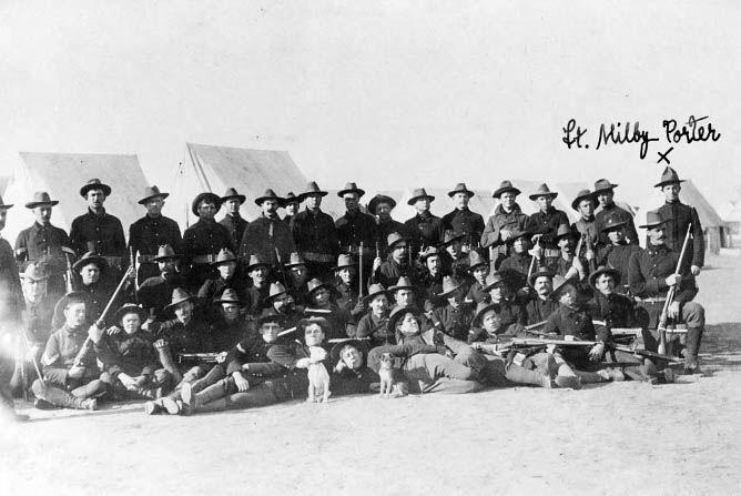 The first Texas volunteers of Company A were stationed at Camp Cuba Libre in Jacksonville and included Aggies such as Commander Capt. George McCormick (center left).