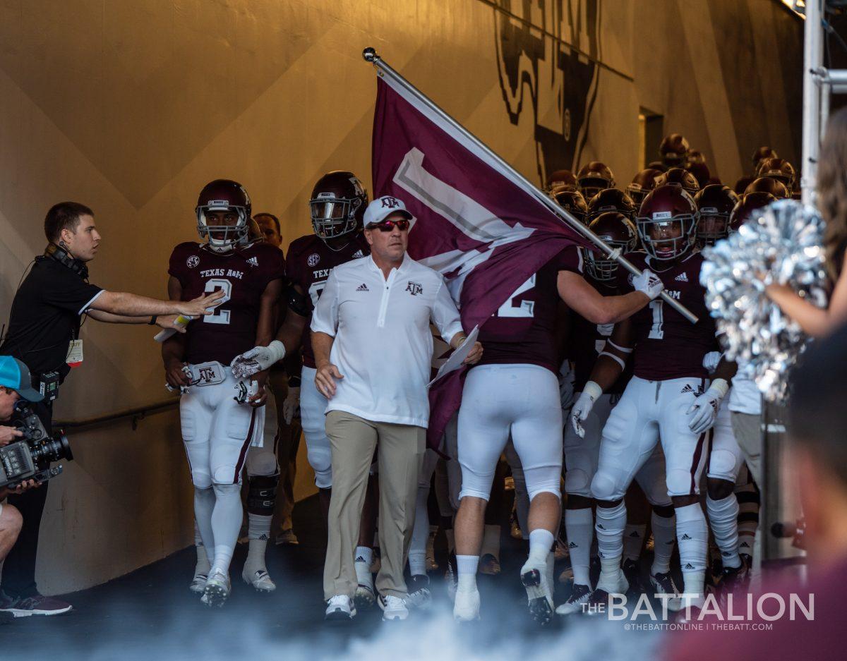 Head+coach+Jimbo+Fisher+and+then-12th+Man+Cullen+Gillaspia+led+the+team+onto+the+field+during+the+Aggies+2018+season+opener+on+Thursday%2C+Aug.+30.%26%23160%3B