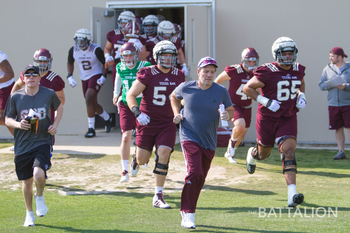 Jimbo+Fisher+and+the+Agges+kicked+off+Spring+football+for+2019+with+their+first+practice+on+Mar.+20.