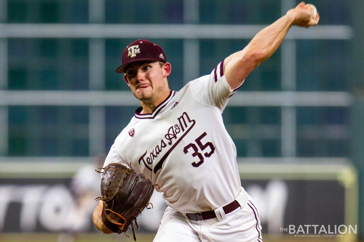 Sophomore pitcher Asa Lacy pitched seven innings for the Aggies against TCU finishing the night with nine strikeouts and 98 pitches.