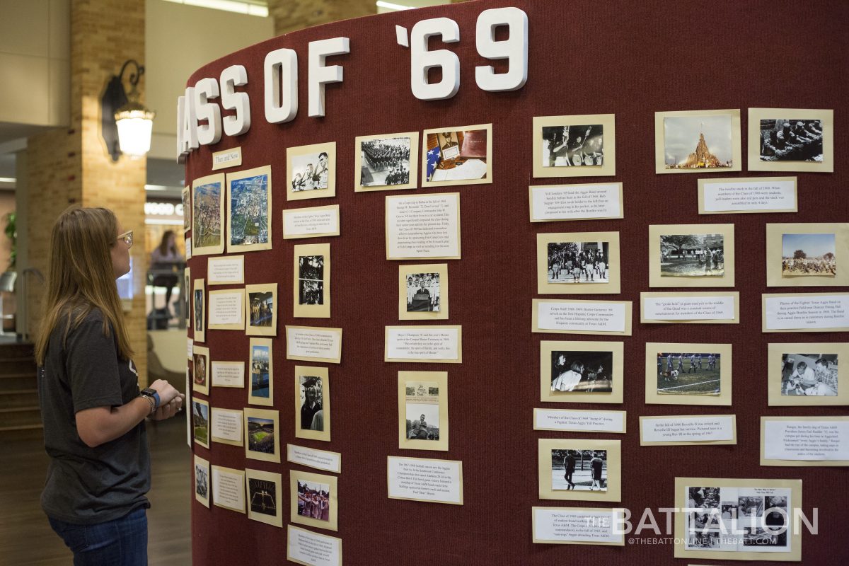 The 50th Reunion of the Class of 1969 has a separate wall in the Reflections Display to show what A&M was like when they were in school. 