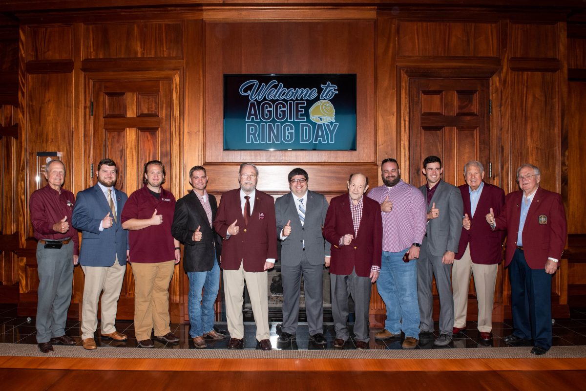 The Aggie Rings for Veterans program provides funding for several Aggie veterans to receive their rings each year. Students who are selected meet with the program’s donors on Ring Day.