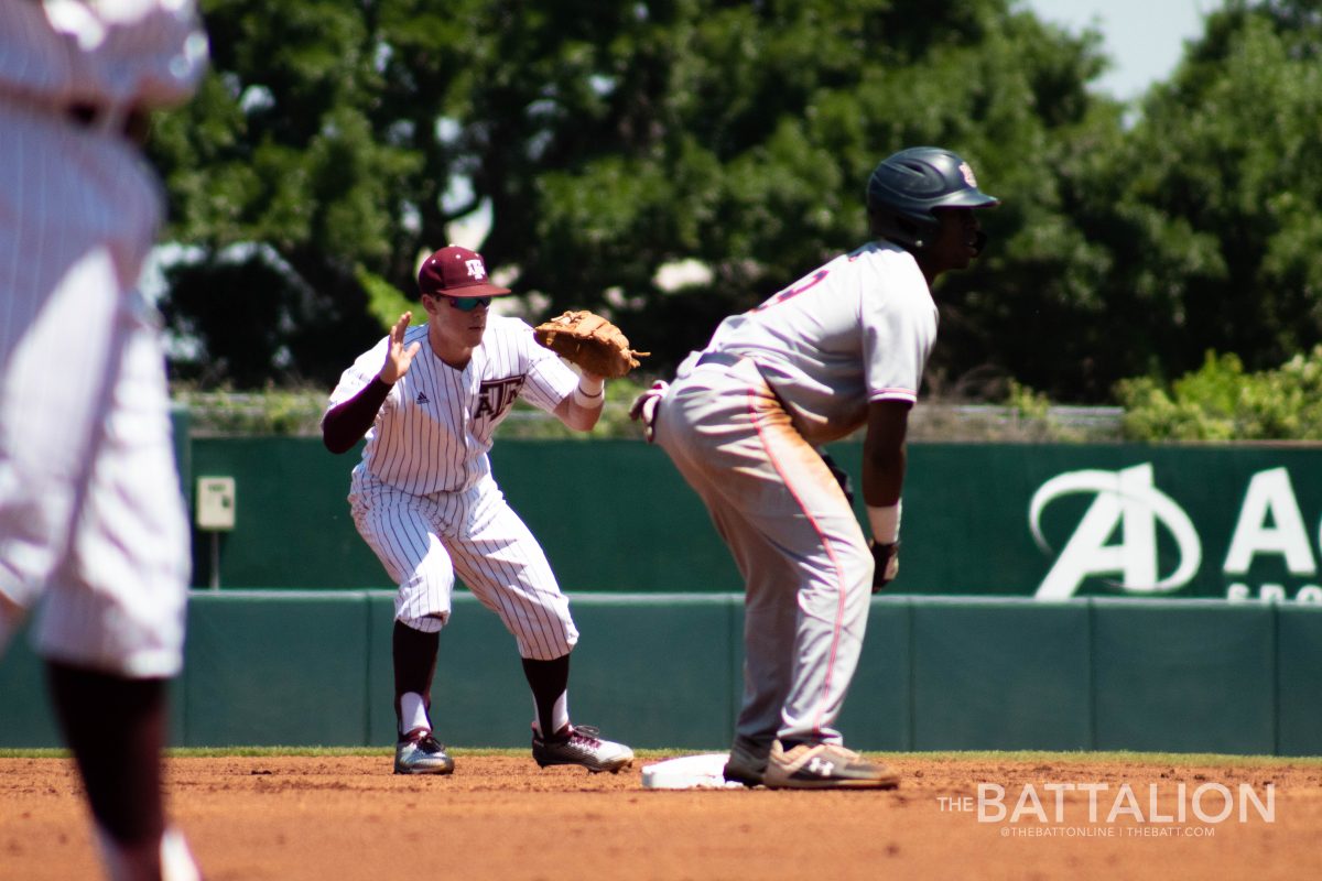 Junior Bryce Blaum played second base for the Aggies against Auburn.