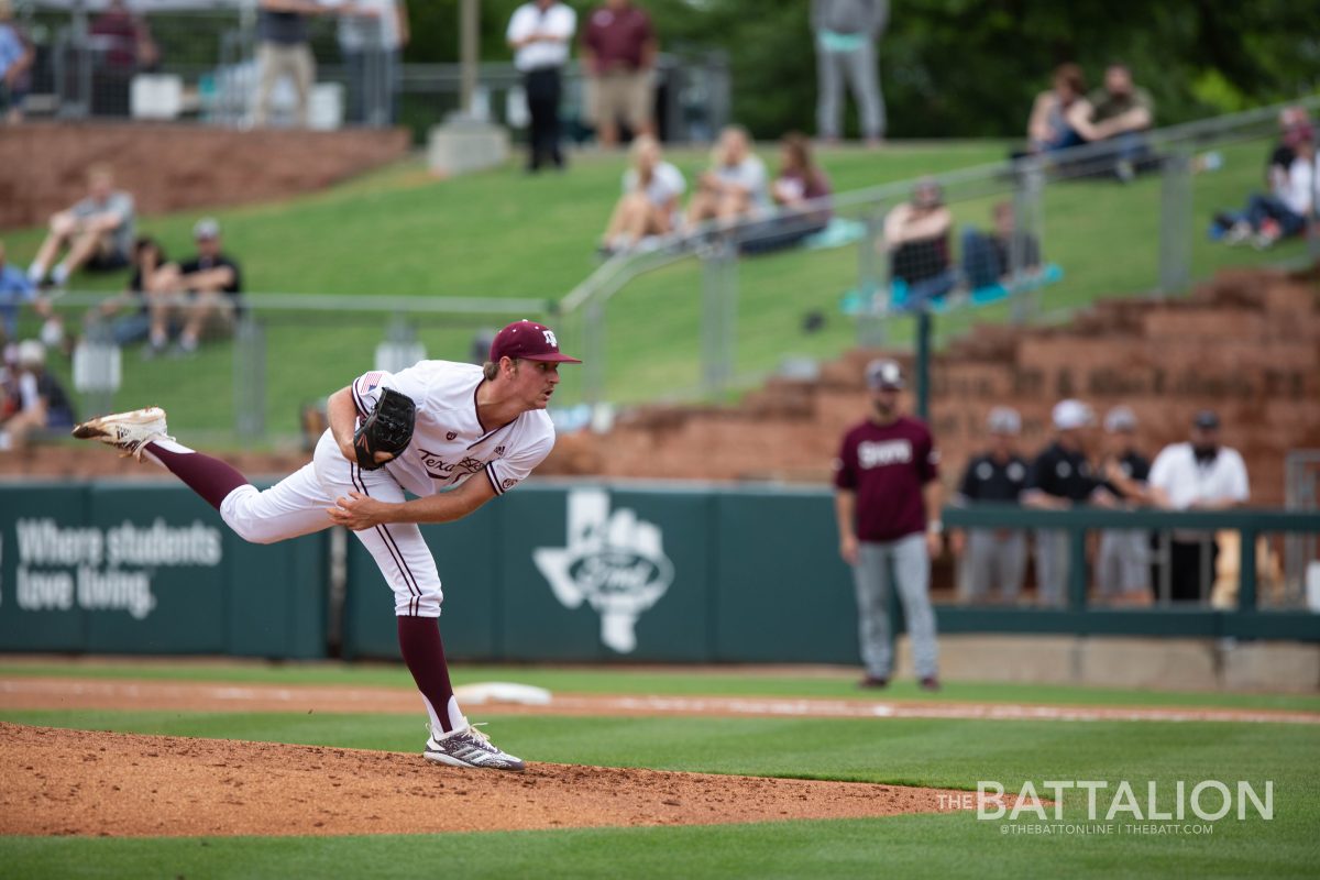 John Doxakis pitched for the Aggies Friday evening.