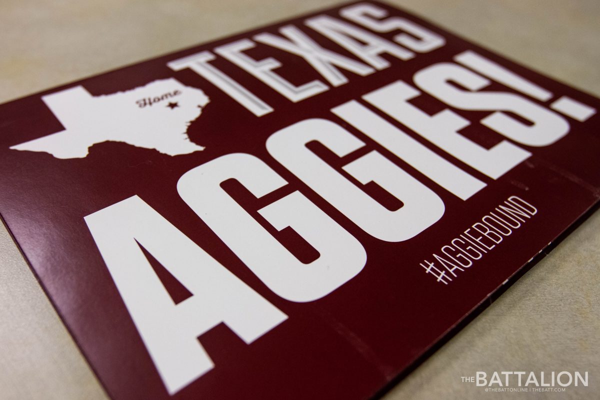 Each new addition to the Aggie family receives a banner announcing their admission to Texas A&M.