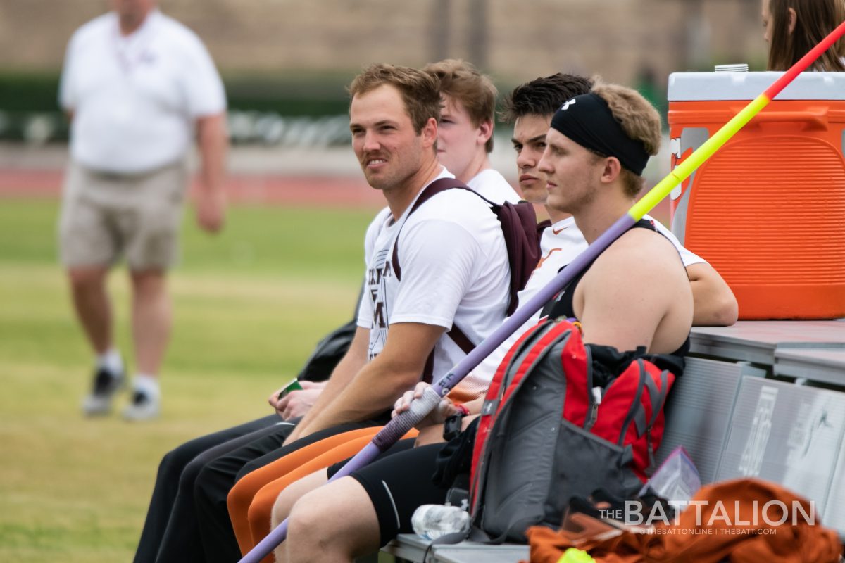 Senior+Sam+Hardin+took+first+place+in+the+mens+javelin+with+a+season+best+throw+of+73.09+meters%2C+making+him+the+first+Aggie+to+win+at+E.B.+Cushing+Stadium+on+April+6.