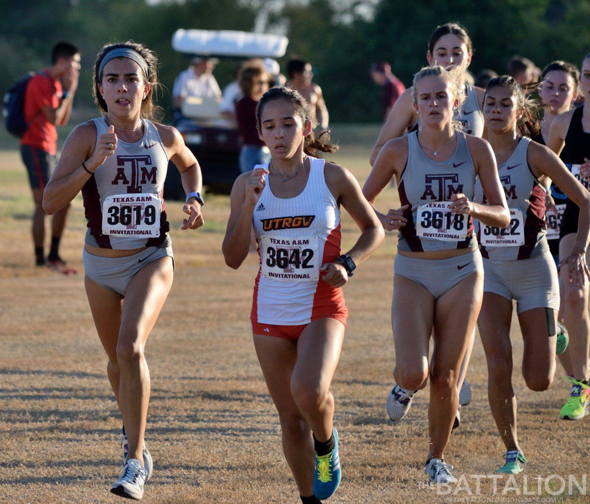 A group of Aggies follow closely behind the top three runners during last years Aggie Opener.