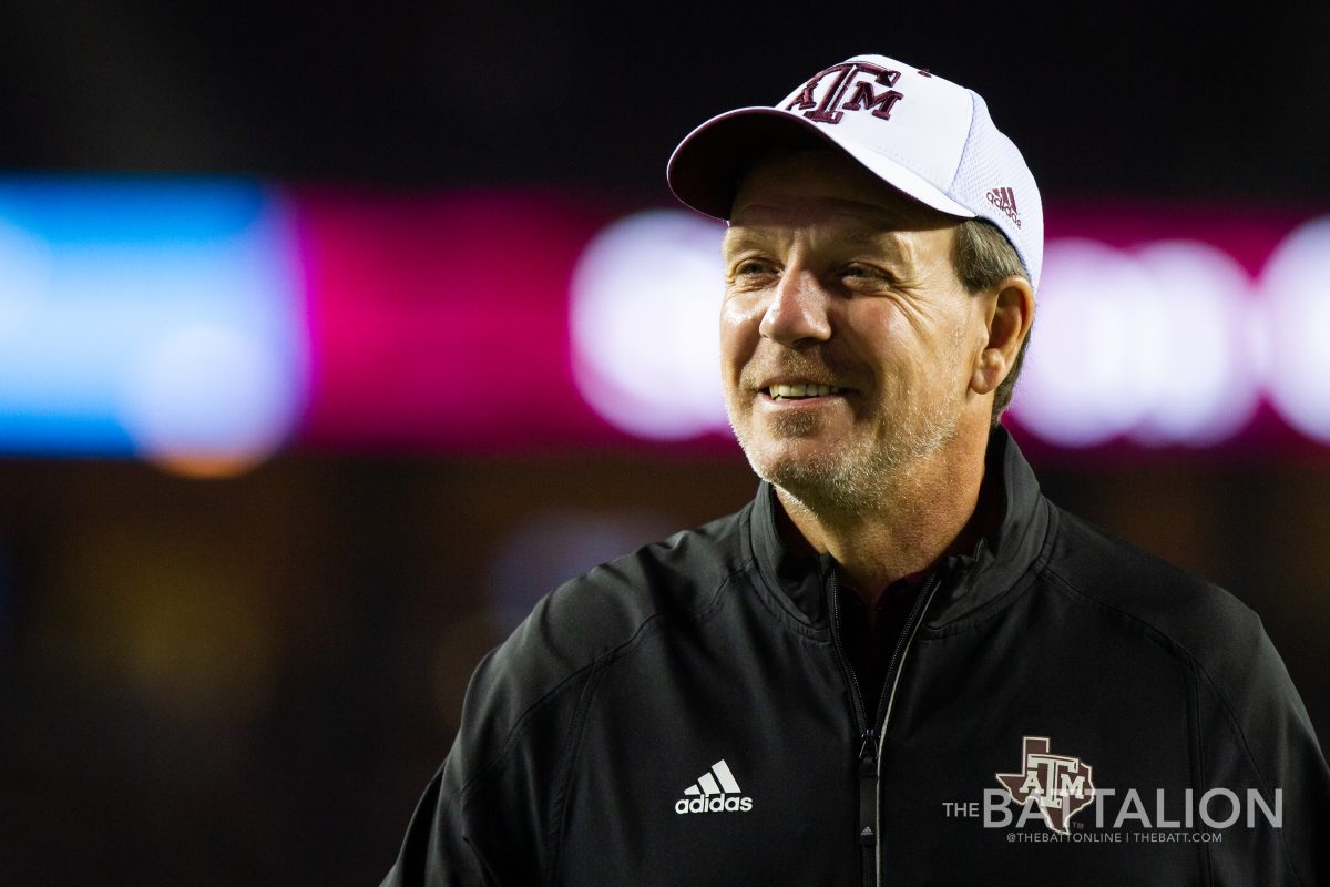 Jimbo+Fisher+served+as+the+commissioner+at+the+Maroon+and+White+football+game+on+April+12+at+Kyle+Field.