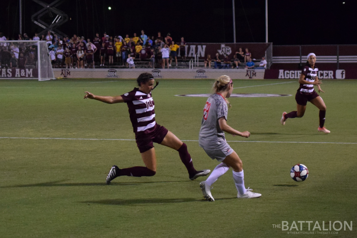 Junior Jimena Lopez, shown here defending, scored the game's only goal in the 58th minute.