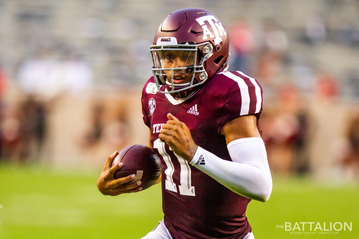 Junior quarterback Kellen Mond rushed for one touchdown against Lamar.