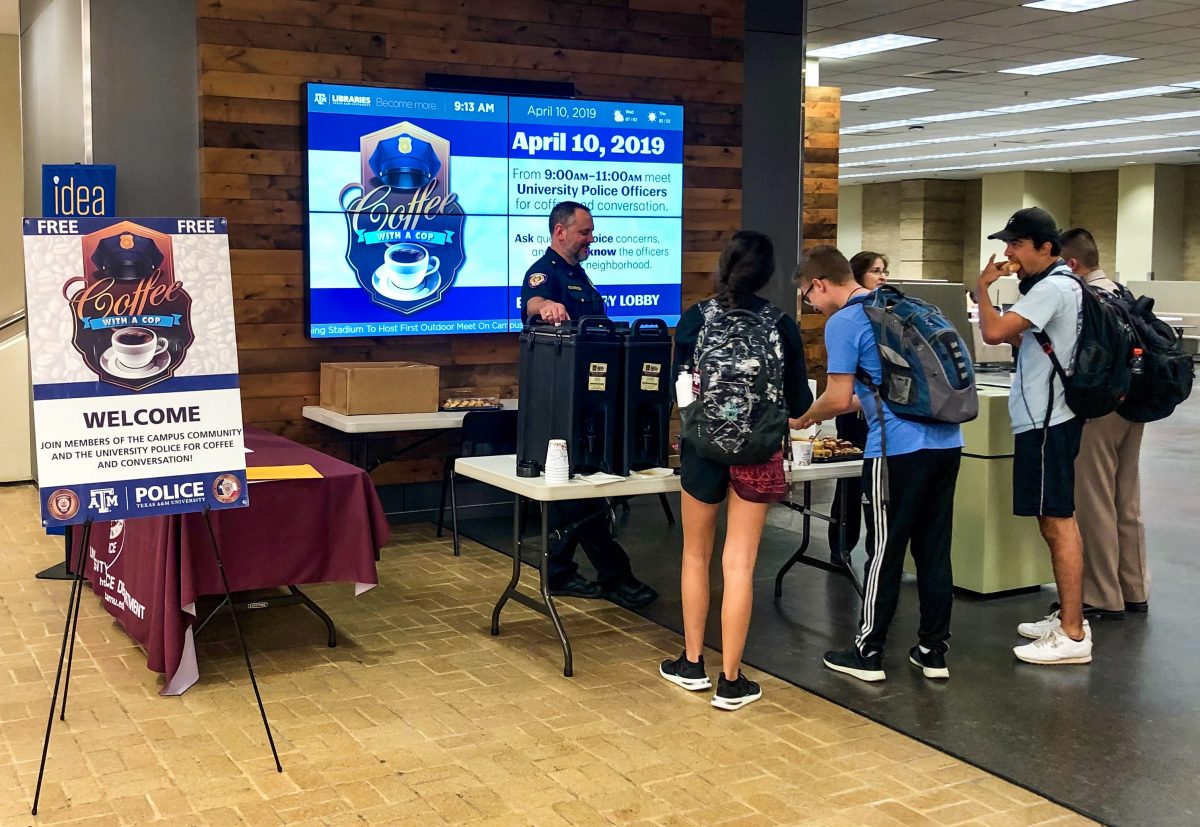 On Wednesday, Oct. 30 from 9 a.m. to 11 a.m. students, faculty and staff have the opportunity to drink coffee and speak with Texas A&M UPD officers.