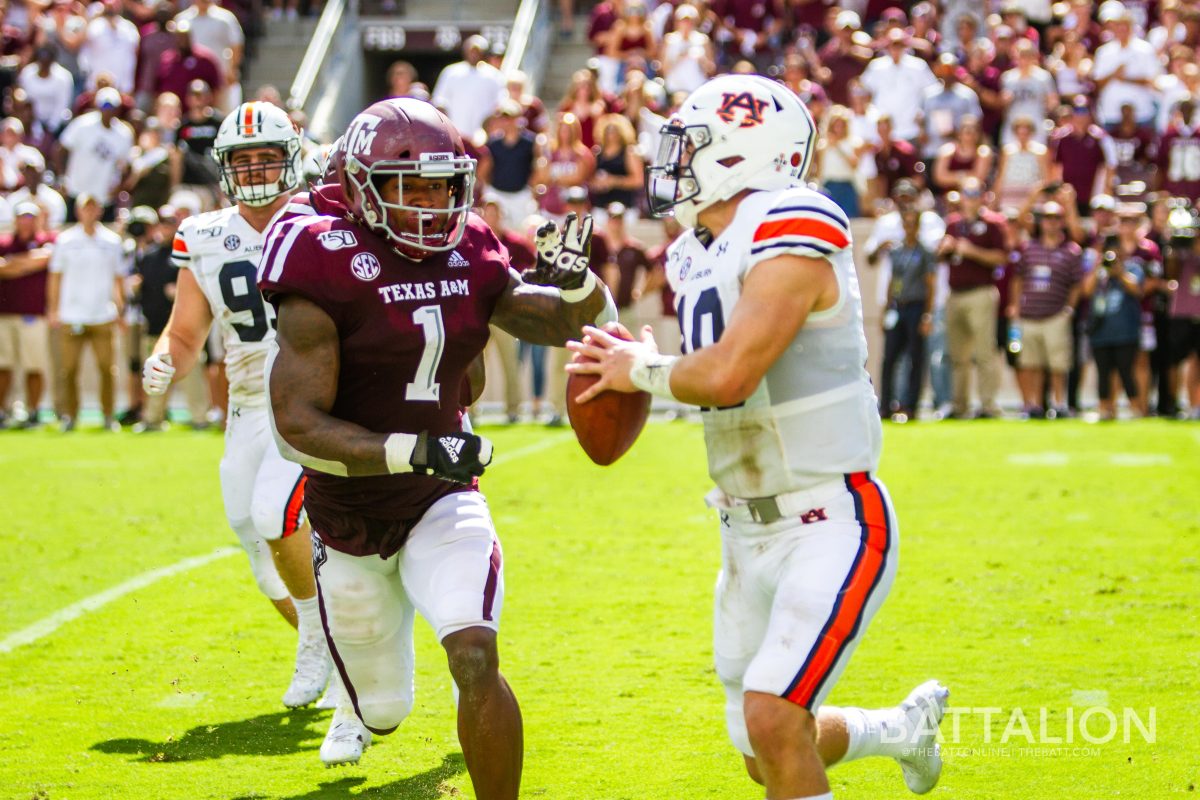 Junior linebacker Buddy Johnson has started all seven games for the Aggies this season, accumulating 48 total tackles and a touchdown.