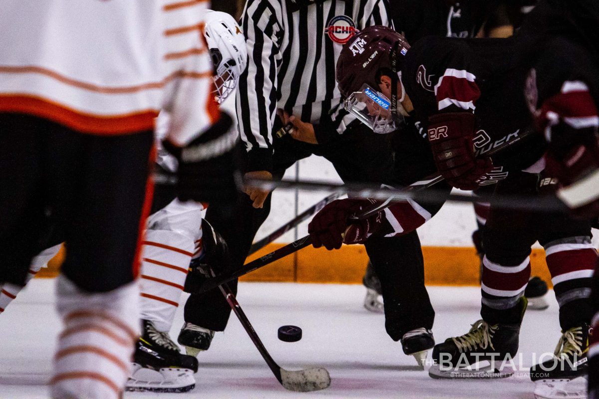 The Longhorns and Aggies puck-drop was at 7:34 p.m.