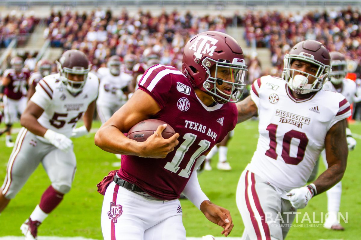 Junior quarterback Kellen Mond passed for 234 yards and rushed for 76 yards against Mississippi State.