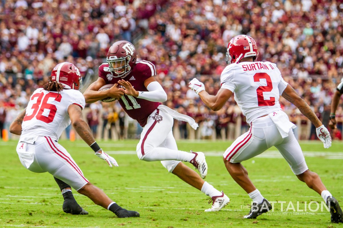 Junior quarterback Kellen Mond had 90 rushing yards against the Crimson Tide.