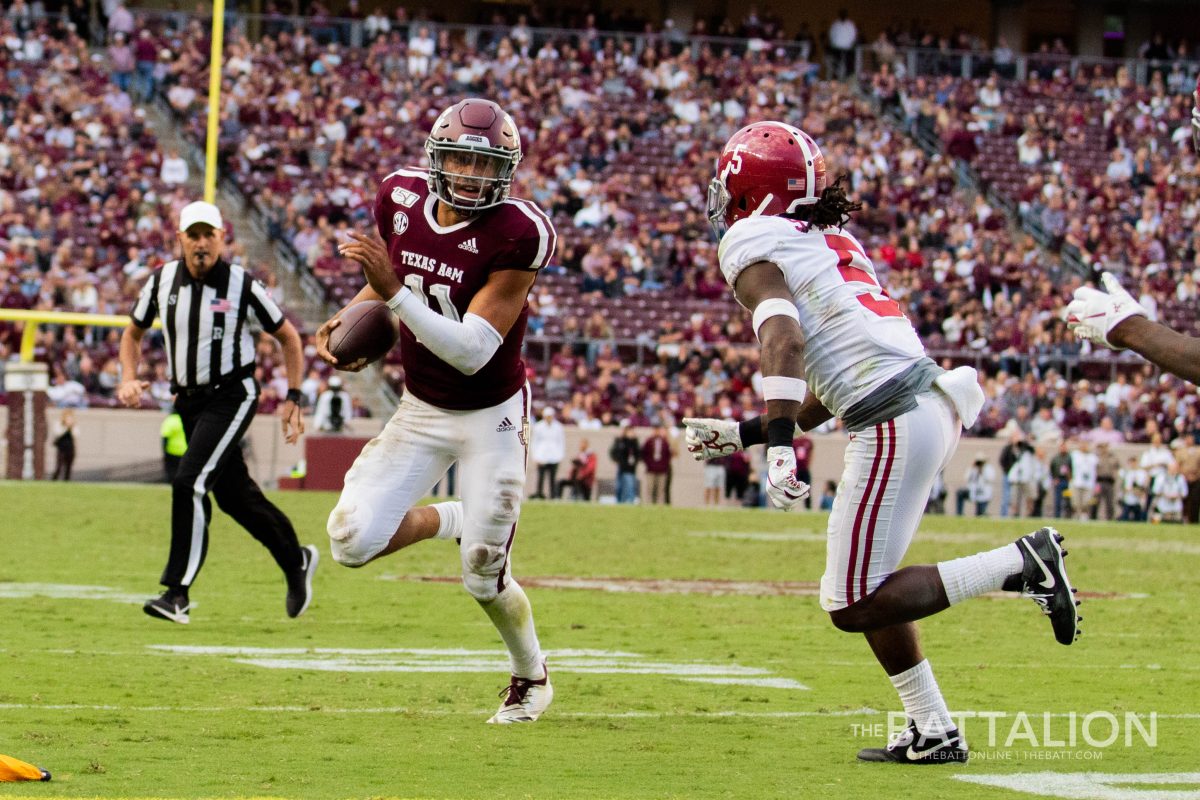 Junior&#160;Kellen Mond had a rushing touchdown against Alabama.