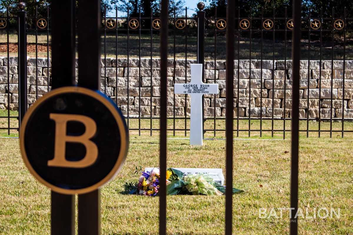 Flowers were placed at the gravesite of George H.W. Bush one year after his death.