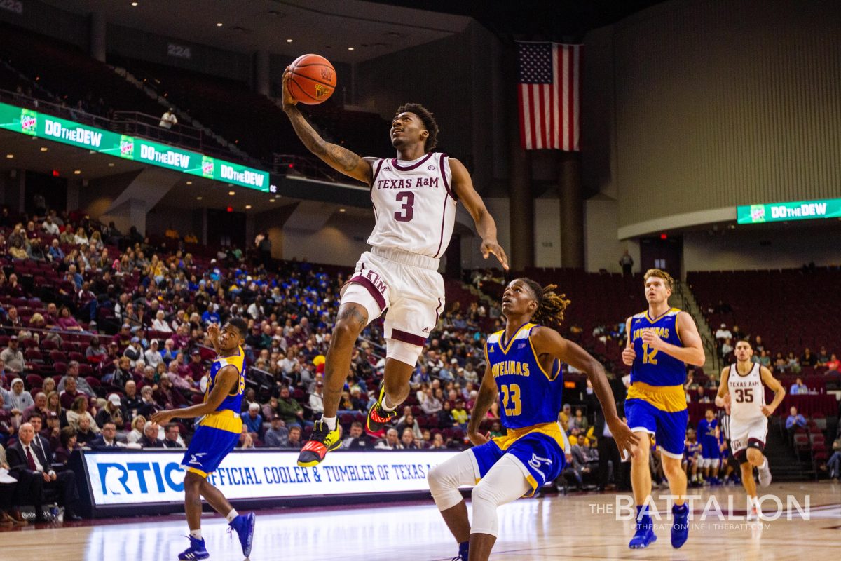 Texas A&amp;M men's basketball opened up the season with a win against Texas A&amp;M-Kingsville with a score of 81-74.