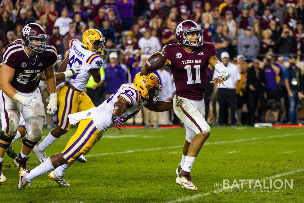 In the 2018 LSU matchup, then-sophomore Kellen Mond threw for 287 passing yards against the Tigers.